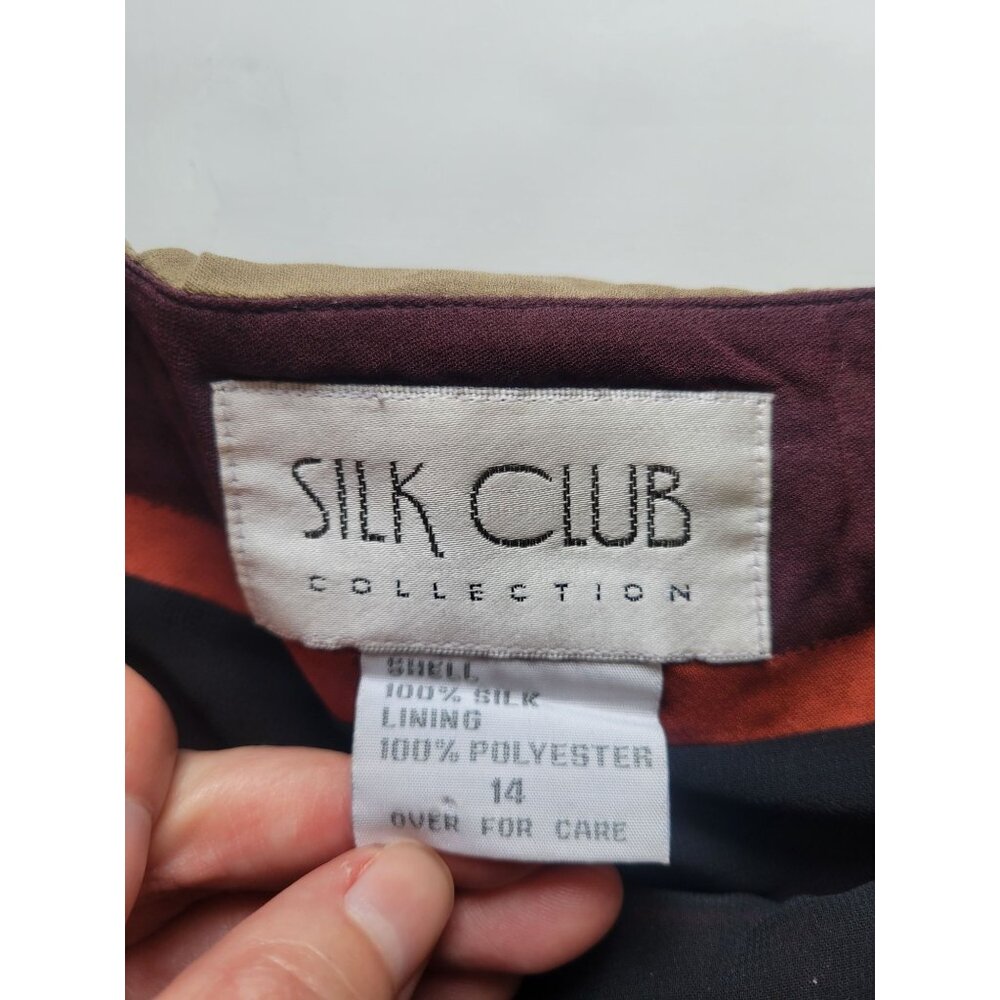 Silk Collections Burgundy Orange Long Maxi Skirt Size 14 !00% Silk Old Money - Picture 7 of 9
